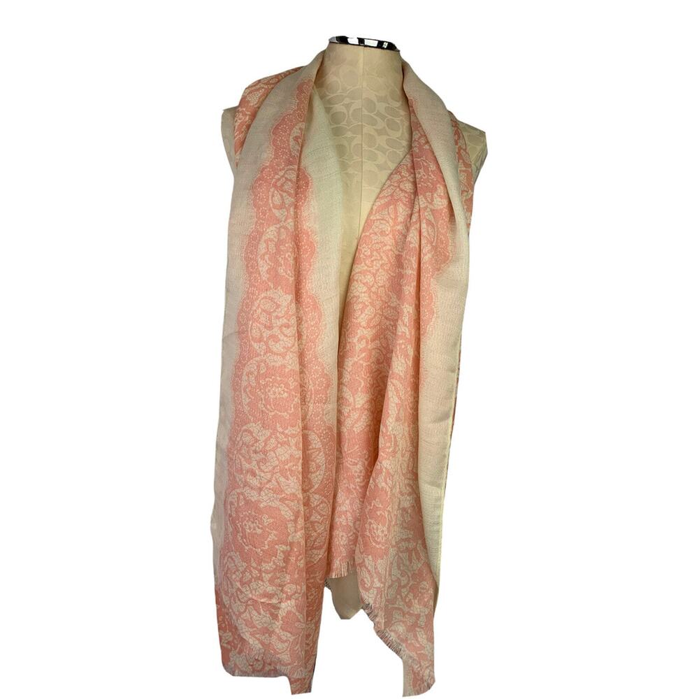 Francescas New Karma Scarf Pink and Ivory Lightweight Summer Shawl Scarf